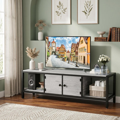 TV Stand for 65 Inch TV, Wood Industrial Entertainment Center with Storage Drawers and Open Shelves, Modern TV Console for Living Room