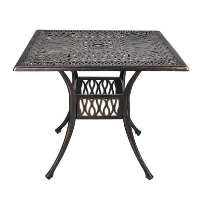 Leatherwood Square Metal Outdoor Bistro Table With Umbrella Hole , 35.4'' in. W 35.4'' in. D