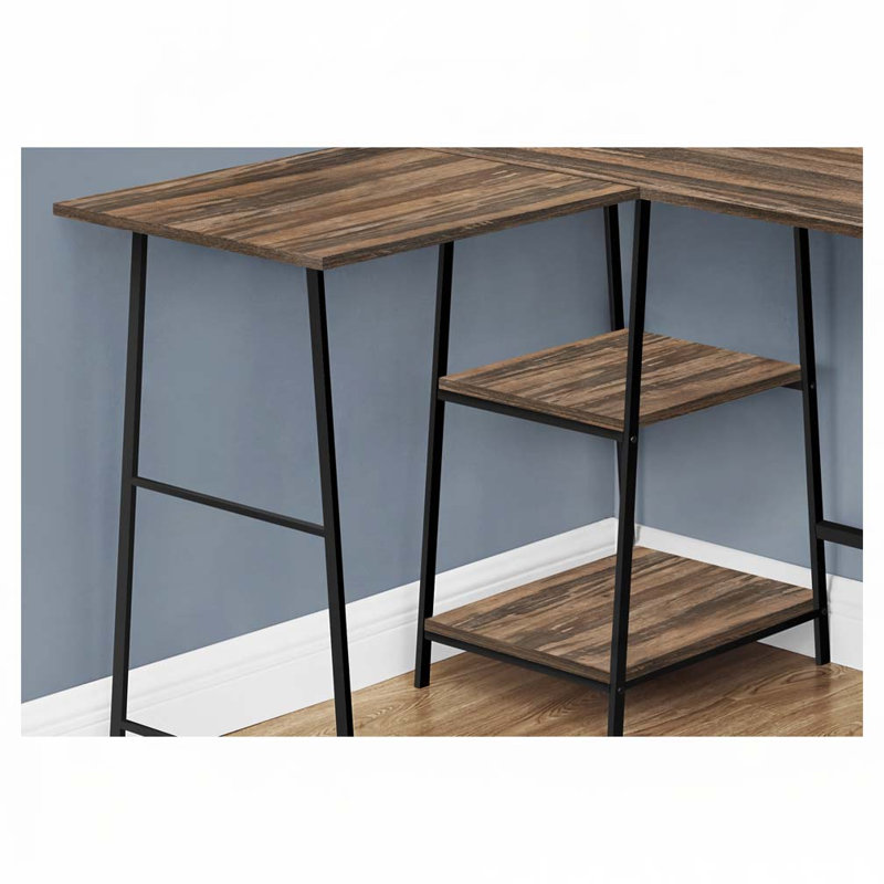 Bureau d'ordinateur en L Home Office, Brun / Noir
