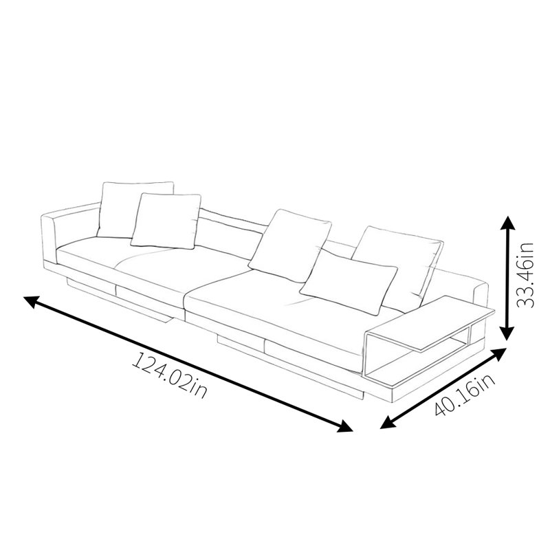Modern Simple Sofa, 33.46" H x 124.02" W x 40.16" D
