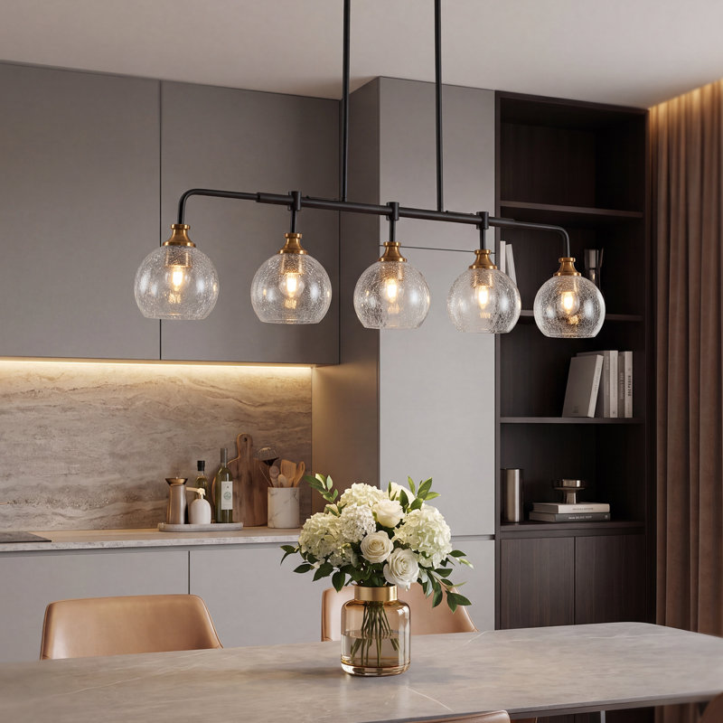 Éclairage pour îlot de cuisine 5 lumières de 39 po de largeur avec hauteur réglable