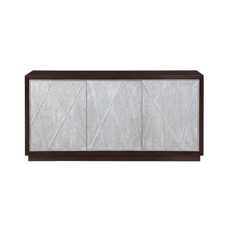 Console en métal argenté et noyer avec tablette de finition magnétique