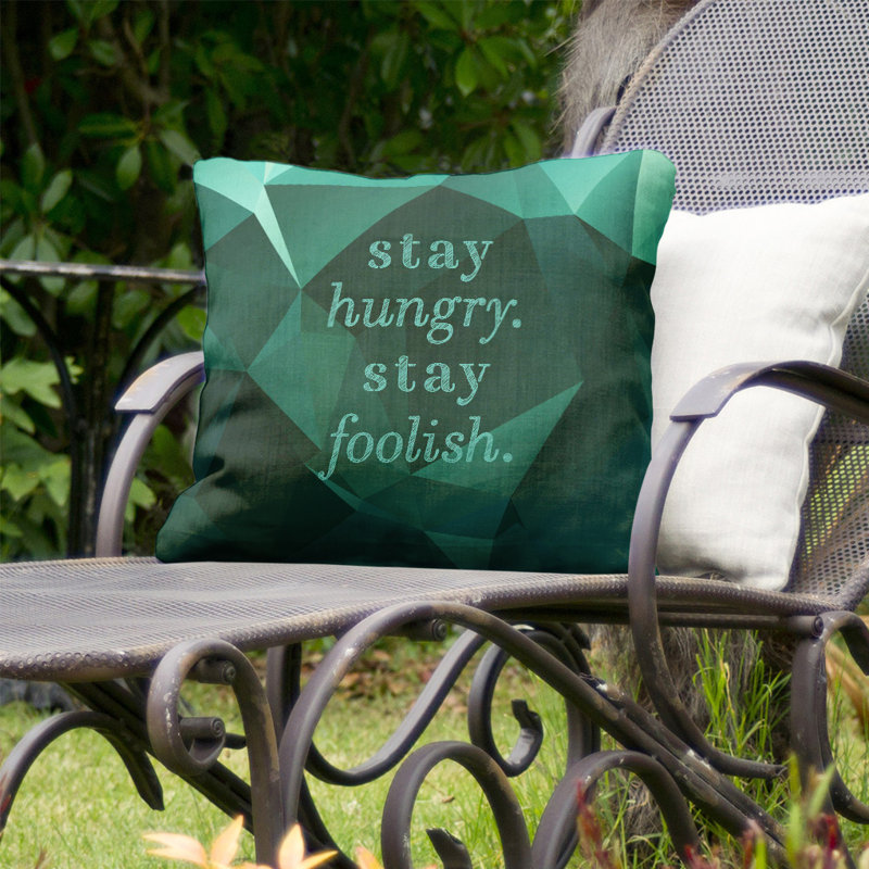 Coussin décoratif intérieur / extérieur Stay affamé, 20 po x 20 po, Vert émeraude, Géométrique