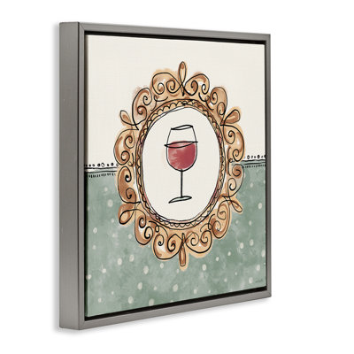 Wine with Classic Border Framed Floater Canvas Wall Art by Anne Tavoletti