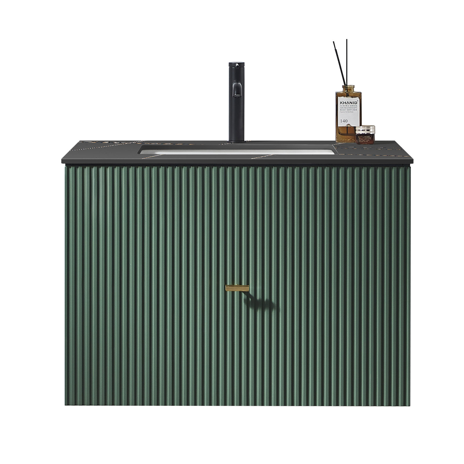 Jamell 30'' Single Bathroom Vanity, Forest Green, Black