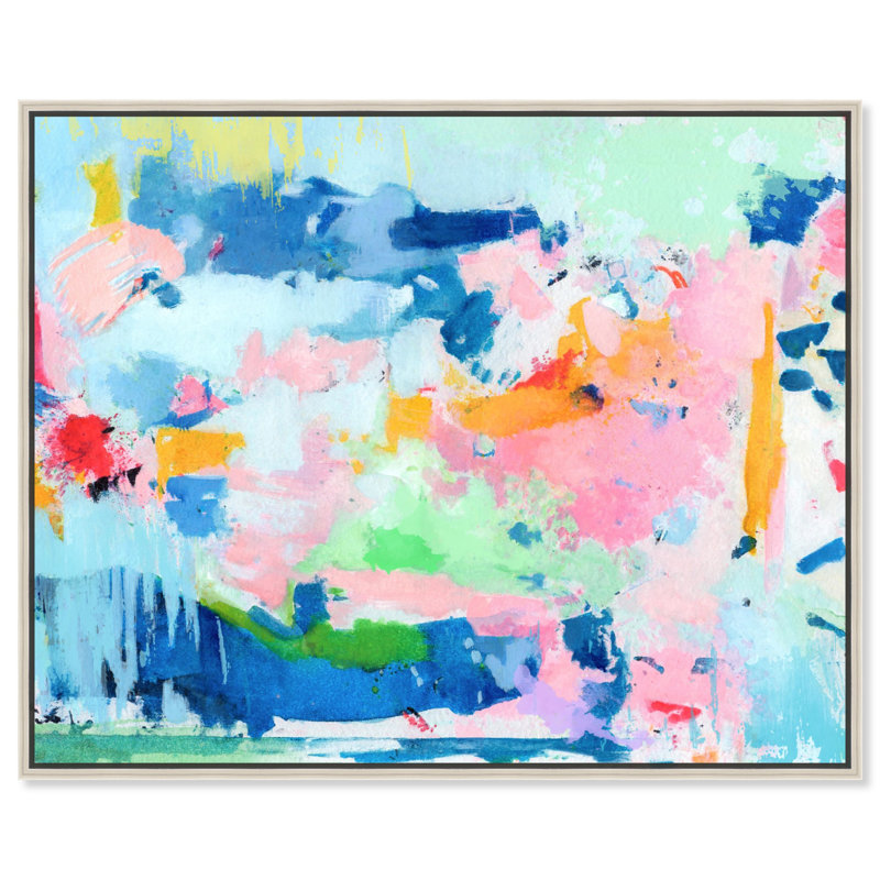 Art mural abstrait coloré sur toile Peaceful Haven par Art Remedy, Cadre argenté, H 17 po x l 21 po