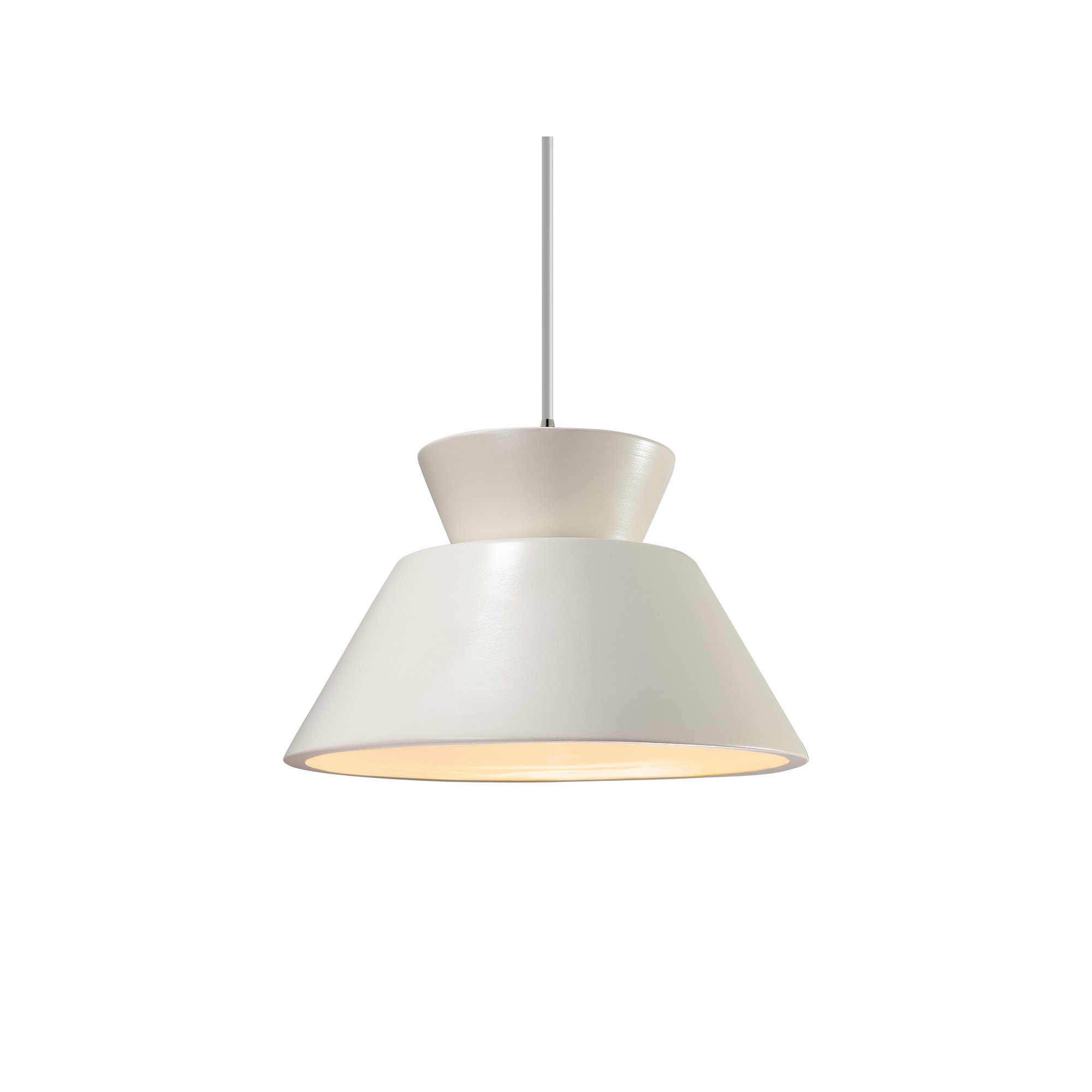 Logan 1 - Light Single Geometric LED Pendant, Incandescent, Brushed Nickel, Matte White