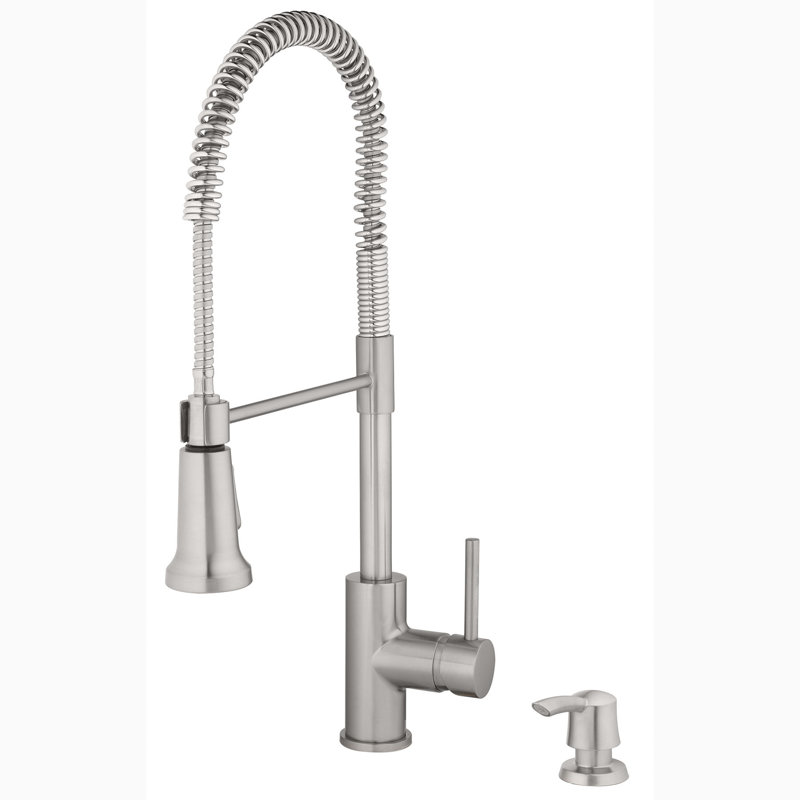 Tosca Ferrara Pull Down Kitchen Faucet with Soap Dispenser, Stainless Steel