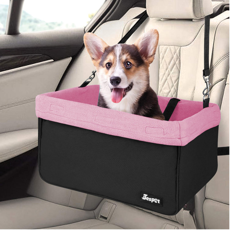 Pink and Black Dog Booster Car Seat for Small Pets