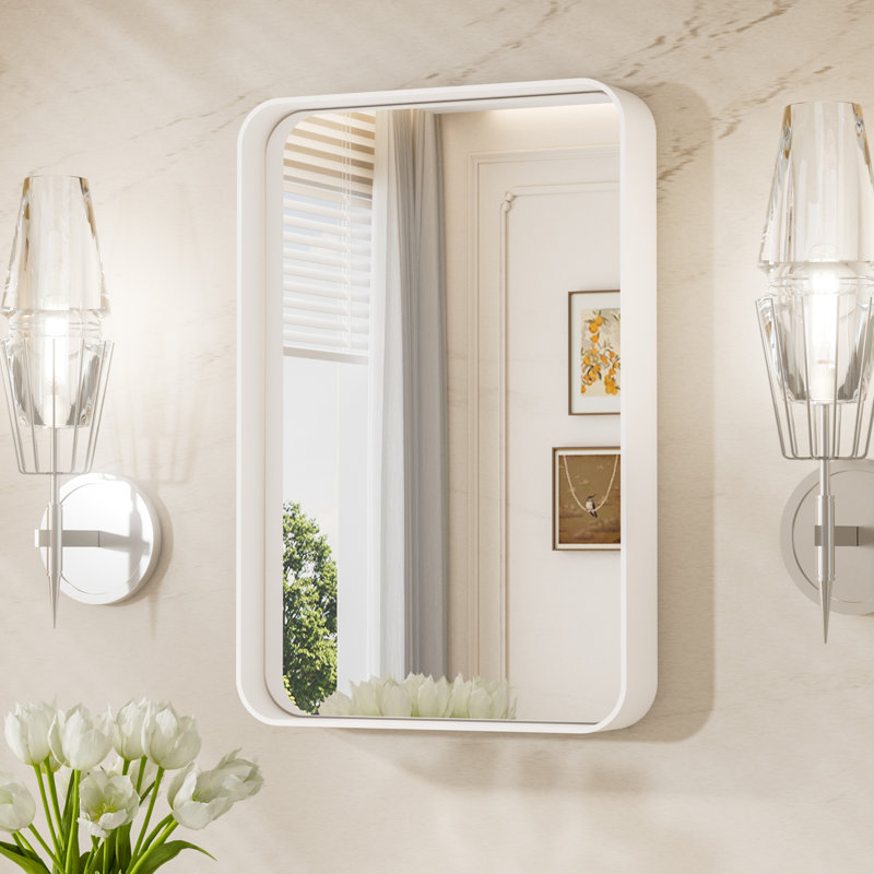 Miroir d'appoint Tyro, 24 po x 16 po, Blanc, Rectangulaire