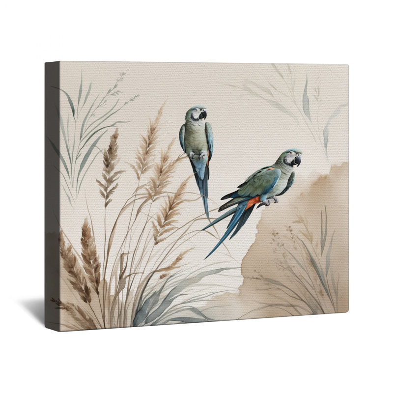 Perroquets dans un cadre naturel avec toile tendue en plusieurs tailles, 32 po x 32 po