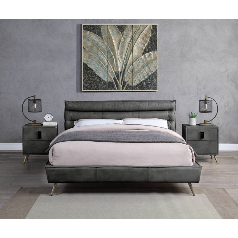 Lit plateforme tapissier Bowmanville, Grand, Gris