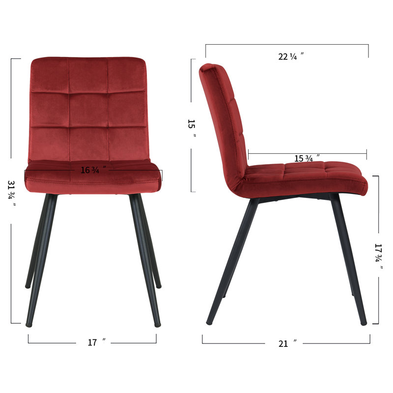 Chaise d'appoint rembourrée en velours Furst, Rouge