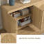 Buffet moderne cannelé de 63 pouces avec portes cintrées, meuble de rangement à 4 portes avec étagères réglables-138218462