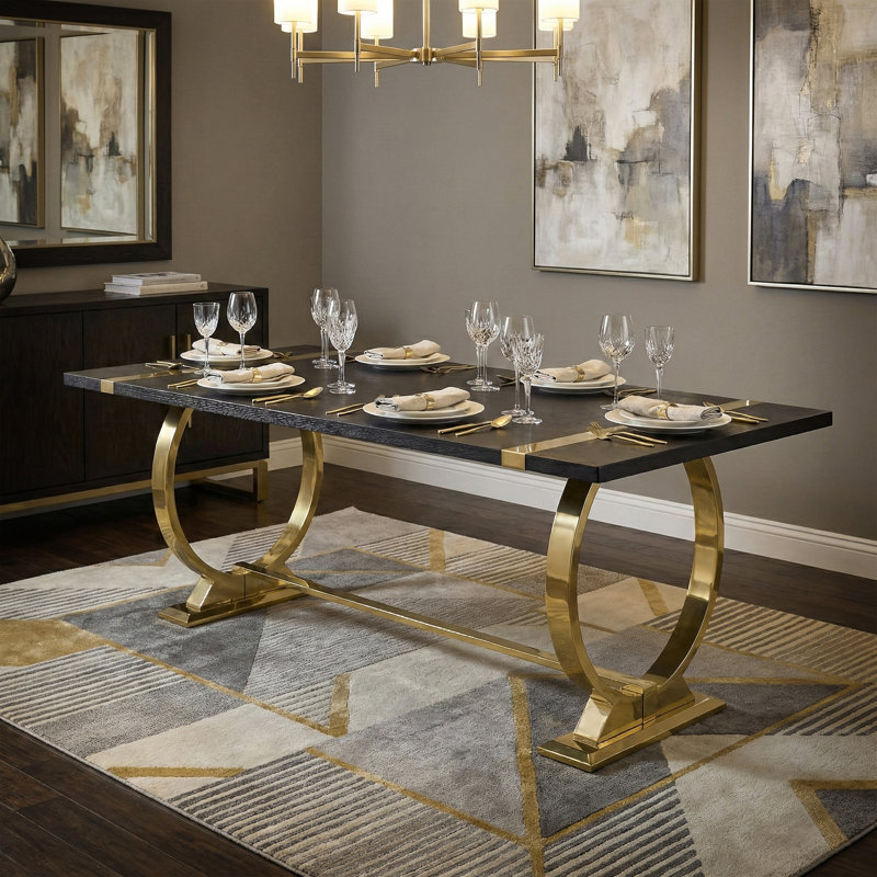 Table de salle à manger Gennep, 30.5" H x 80" W x 39" D, Gold