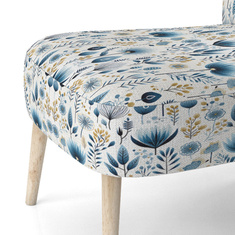 Chaise d'appoint rembourrée Minimalist Blue Floral Charm Botanics