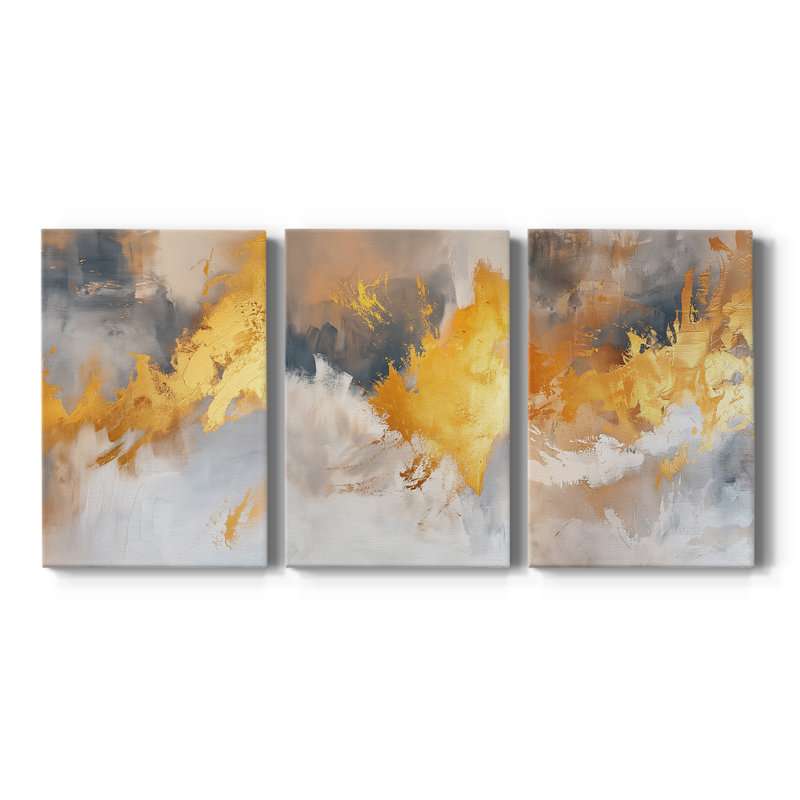 ABSTRACT Series CD XXXII - Toile tendue sur mesure avec châssis - 3 pièces, H 60 po x l 120 po