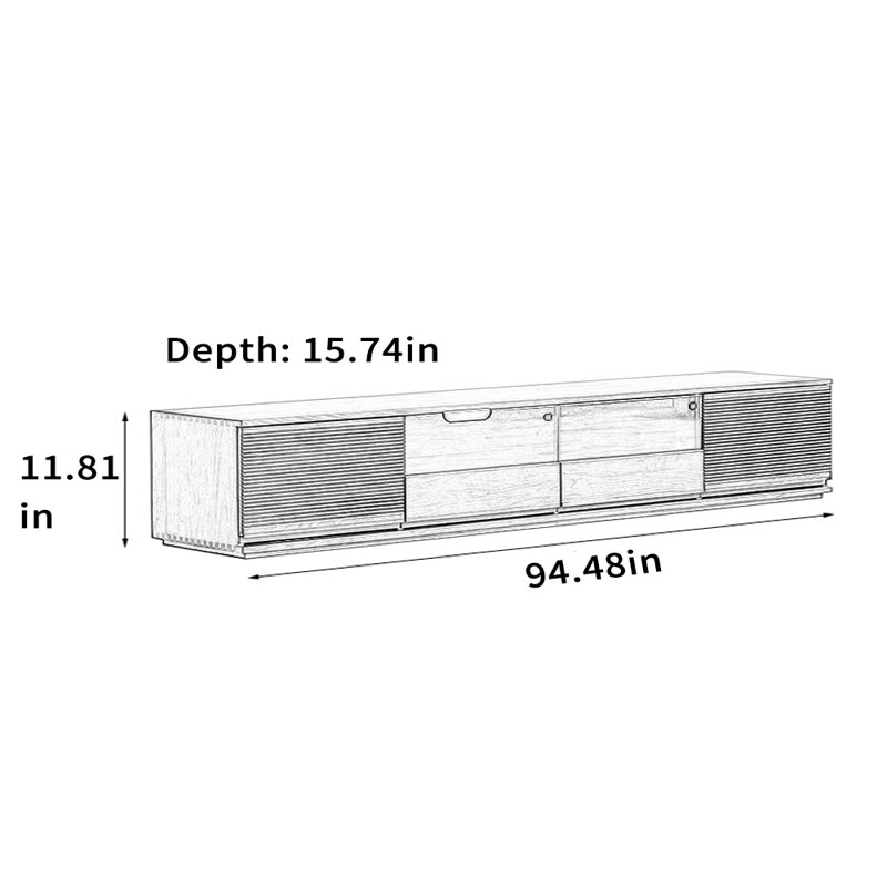 Meuble télé simple avec plusieurs rangements, 94.48"