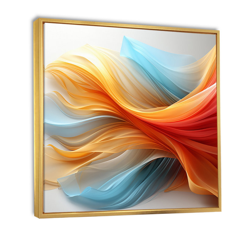 Contemporary Contemporary Waves - Imprimé, H 24 po x l 24 po x P 1 po, Cadre flottant doré