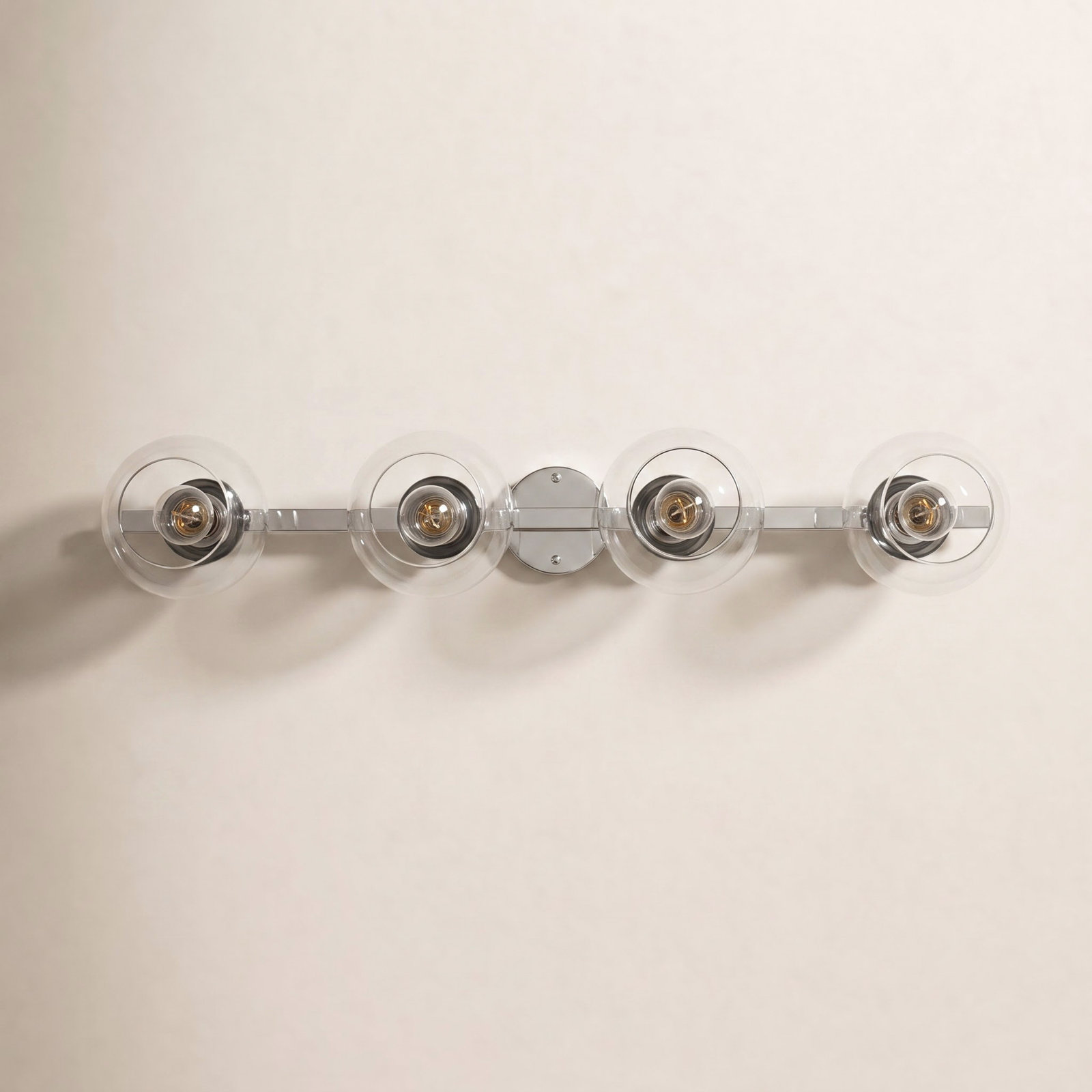 Nathalie 2 Light Glass Dimmable Armed Sconce, 7" H x 37" W x 37" D, Chrome, 4 Lights