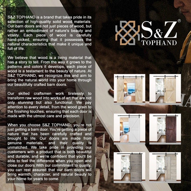 Natural Spruce Matte Black Sliding Barn Door Kit