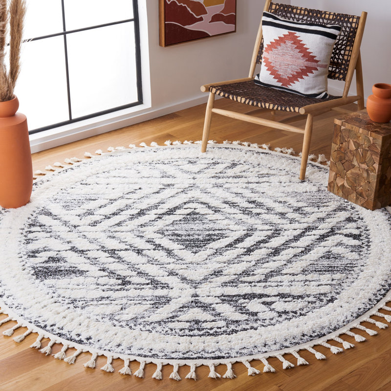 Tapis à poils longs Wiest, Rond 6 pi 7 po