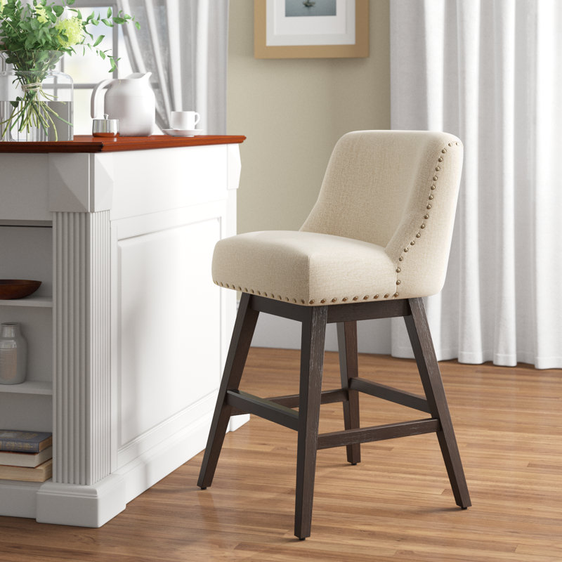 Tabouret pivotant 26 po Amania, Siège en lin / structure gris foncé