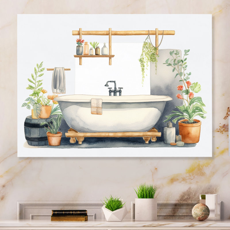 Décoration de salle de bain naturelle V - impression sans cadre sur métal, H 30 po x l 40 po x P 1 po