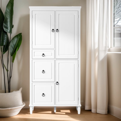 Armoire de rangement 61,7 po avec tablettes réglables, 3 compartiments et 3 tiroirs pour le salon, la cuisine ou le bureau