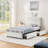 Twin Size Kids Upholstered Bed with Oversized Rabbit Ear Headboard, LED Light & 4 Storage Drawers, Boucle Fabric (79.5''X40.75''X41'')-1495257802