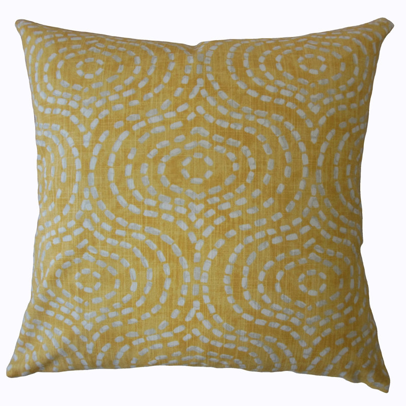 Coussin géométrique en coton, 12 po x 18 po, Jaune