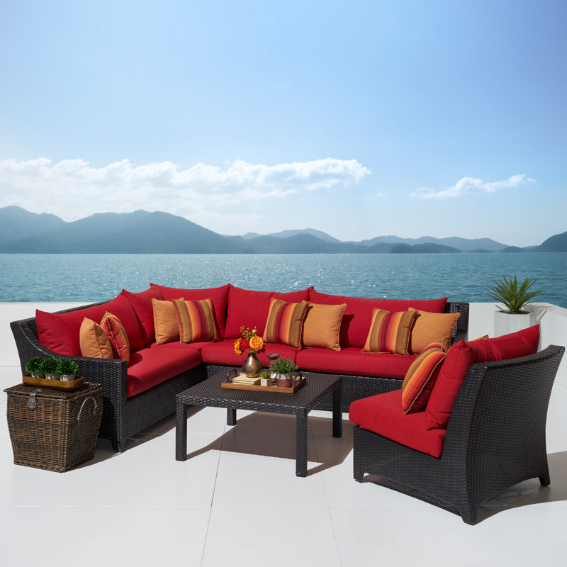 Deco 6 Piece Setting Group with Cushions, Canvas Jockey Red Sunbrella® Canvas