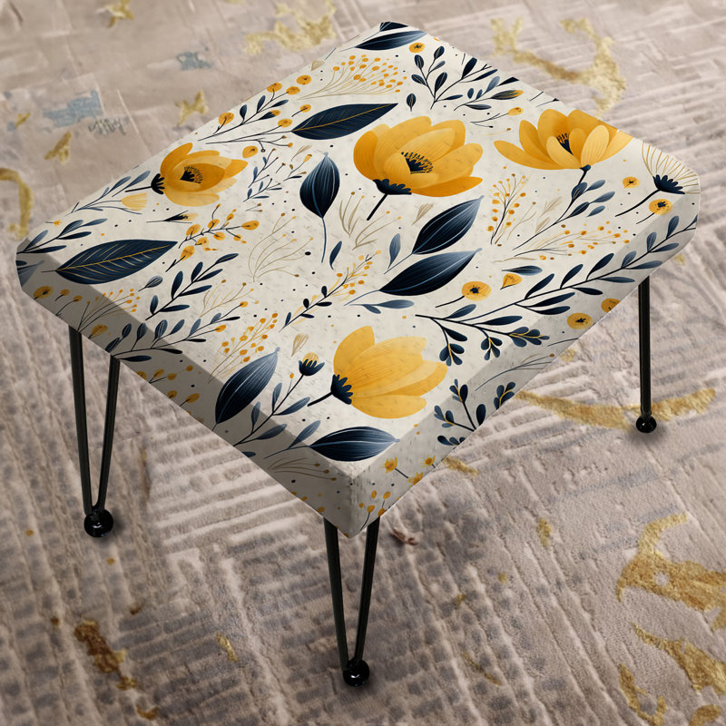 Yellow Bohemian Bliss Floral Pattern - Floral Rectangle Ottoman
