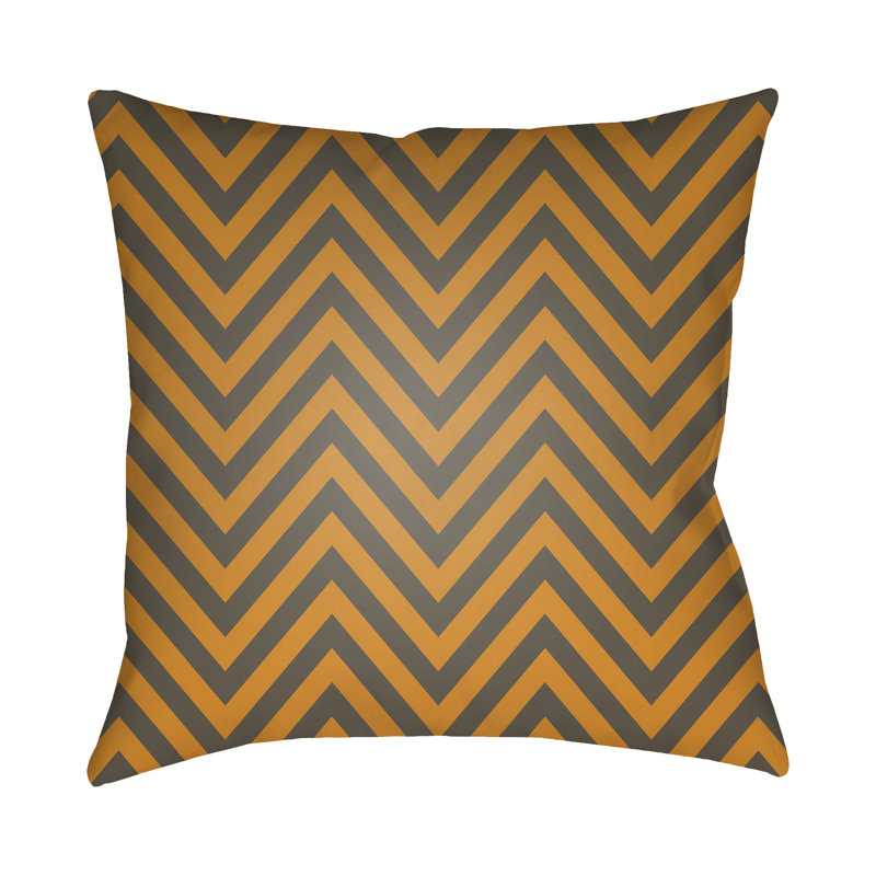 Indoor/Outdoor Throw Pillow, Orange, Gray, 18" H x 18" W x 4" D