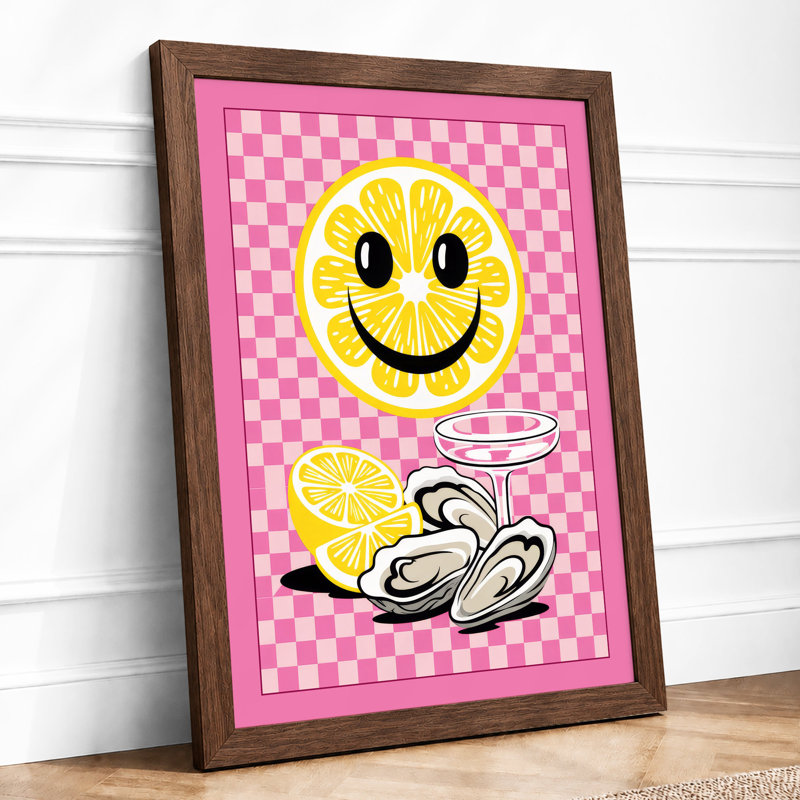 Dancing Smile Retro - Framed Print, A2 - 59.4 x 42.0 cm, Walnut