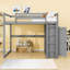 Lit mezzanine double avec garde-robe intégrée, éclairage à DEL et tablettes-2130065520