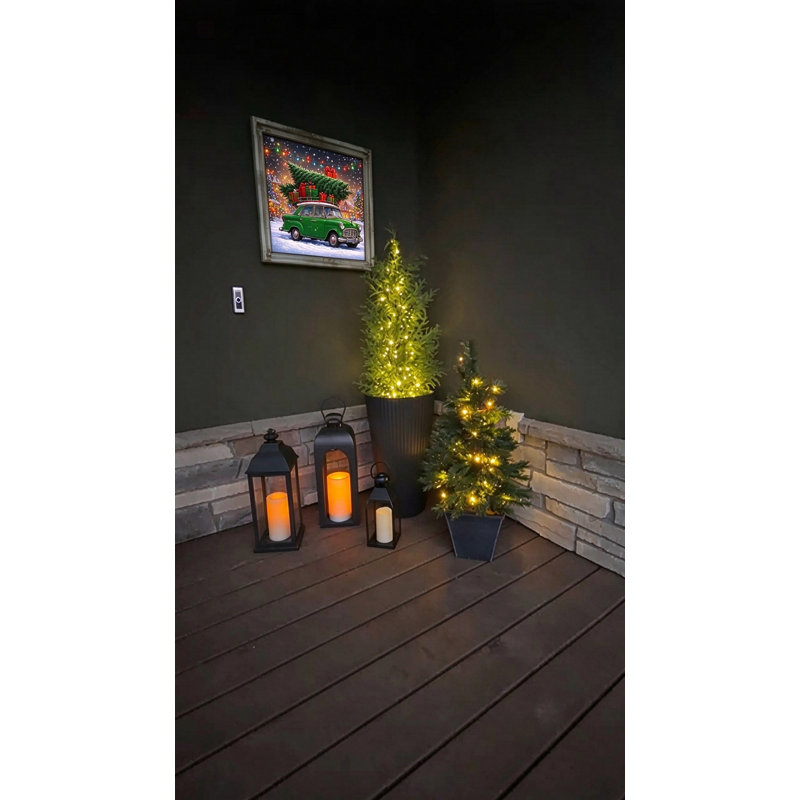 Sapin de Noël artificiel Norfolk Pine de 1,5 m, préilluminé avec 130 DEL et 8 modes d'éclairage, en polyéthylène doux au toucher, sans danger pour les familles et les animaux, avec pot noir stable pour la décoration intérieure et extérieure.