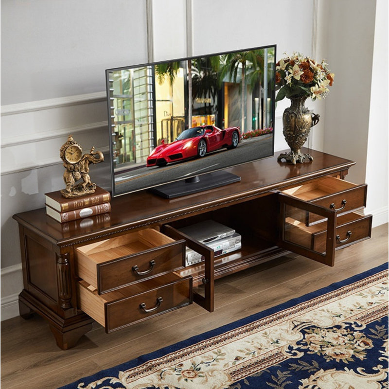 Meuble télé rétro brun, H 21,65 po x L 86,61 po x l 17,72 po