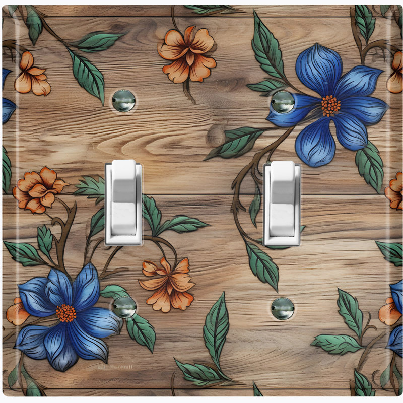 Copper Rust Patina Teal Print 2 - Gang Toggle Light Switch Standard Wall Plate