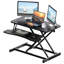 Convertisseur de bureau assis-debout, 32 pouces avec cadre stable pour un travail parfait sur deux écrans et un ordinateur portable, noir, construction de joie de Noël