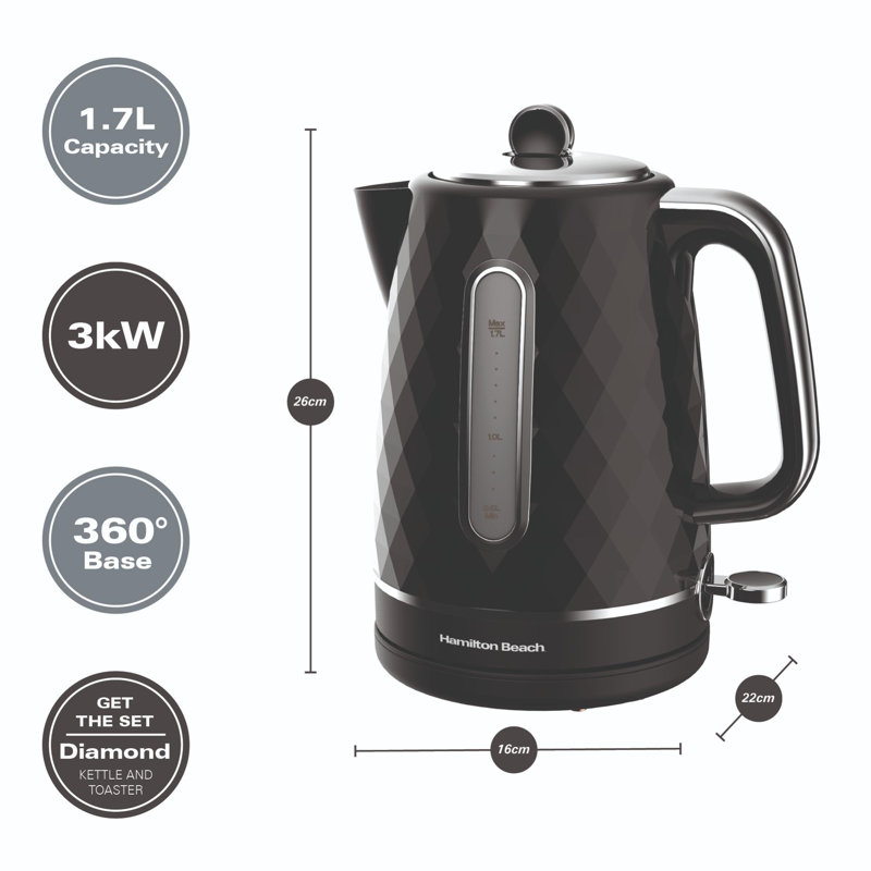 Hamilton Beach 1.7L Plastic Electric Tea Kettle, White