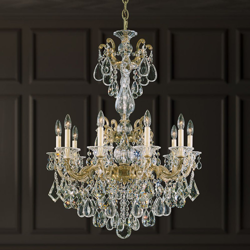 La Scala 10 - Light Chandelier, Clear Heritage Crystal, Florentine Bronze