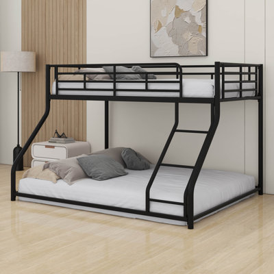Twin XL Over Queen Size Metal Floor Bunk Bed
