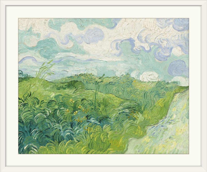 «Green Wheat Fields, Auvers, 1890» par Vincent Van Gogh - reproduction, H 11 po x l 14 po x P 1,5 po, Toile