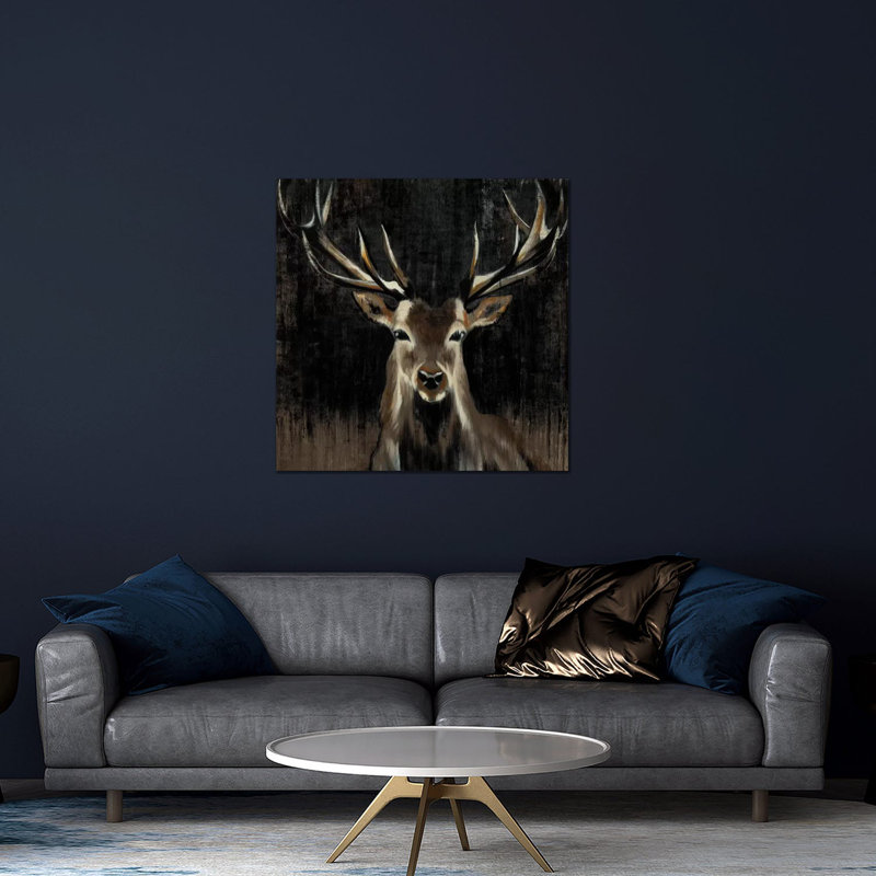 «Young Buck» par Liz Jardine - peinture sans cadre, H 24 po x l 24 po x P 0,25 po