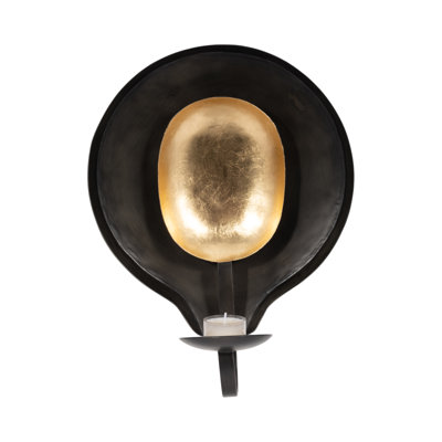Black and Gold Metal Round Votive Holder