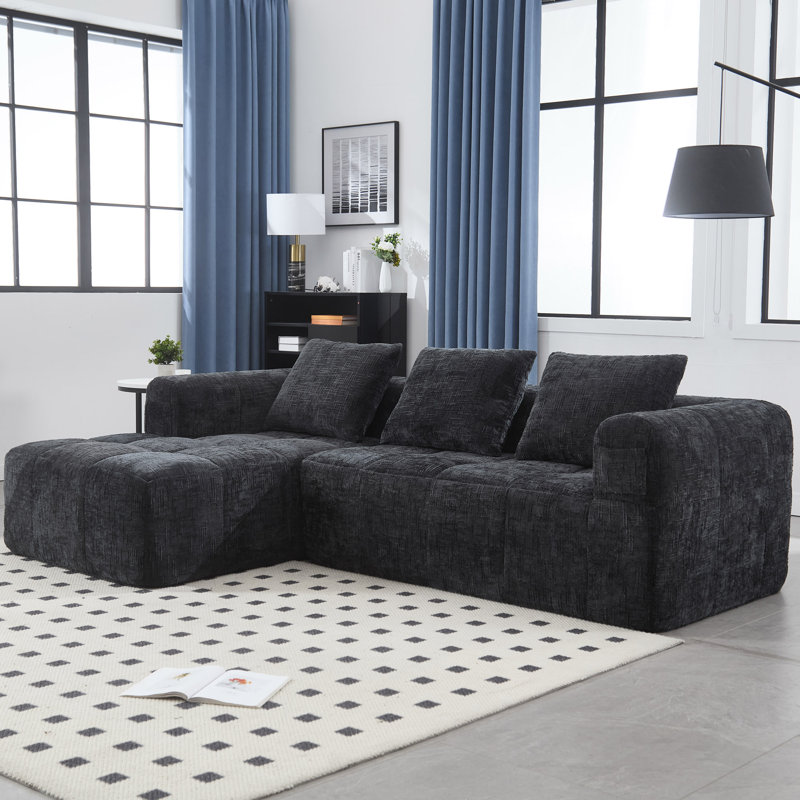 98.42-Inch Modular Sectional Sofa, Modern Modular L-Shaped Sofa With Chaise Longue, Equipped With Small Side Pockets And Free Of Compression During Installation.