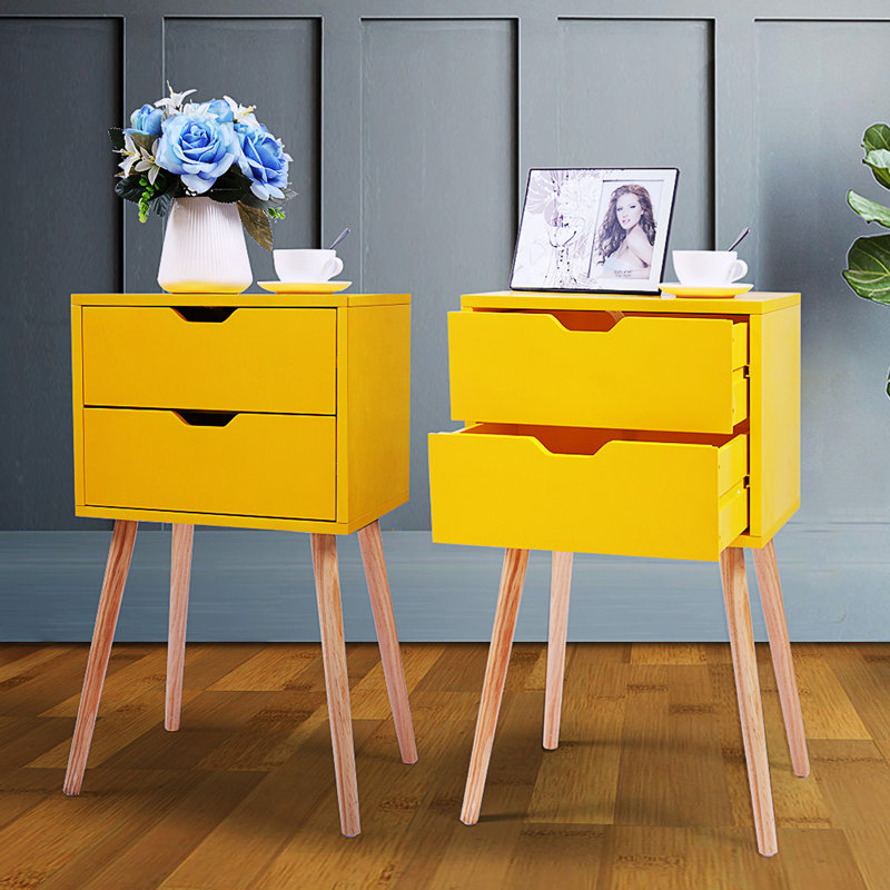 Coldiron Drawer Mid-Century Nightstand, Blue,  Individual