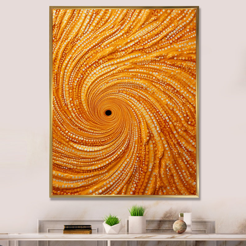 «Abstract Orange Swirl Collages II», art mural abstrait, H 40 po x l 30 po x P 1,5 po, Cadre flottant doré