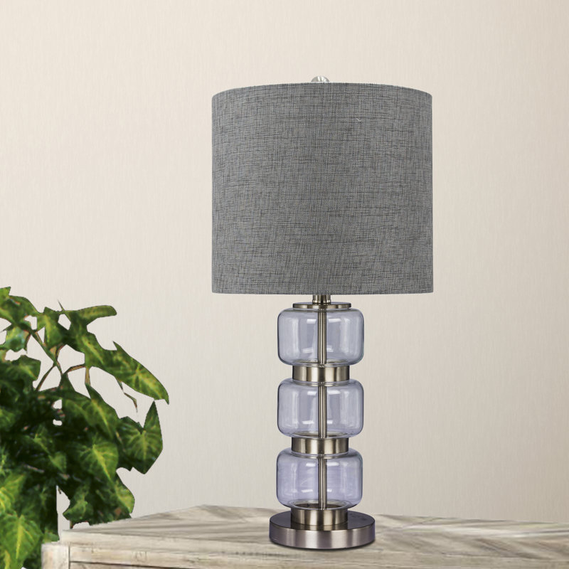 Rosati Table Lamp, Brushed Steel/Clear Glass